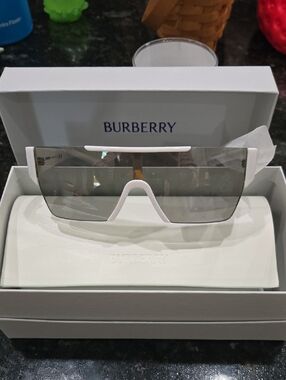 Burberry White Sunglasses with Gray Lens